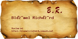 Blümel Richárd névjegykártya